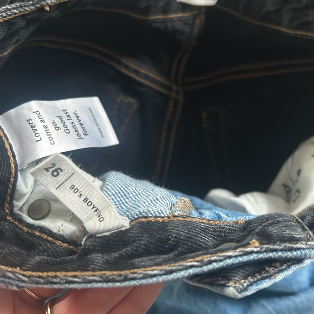 Pacsun Women's 26 Eco Black & Blue Two Tone High Waist Boyfriend Jeans - Picture 7 of 12